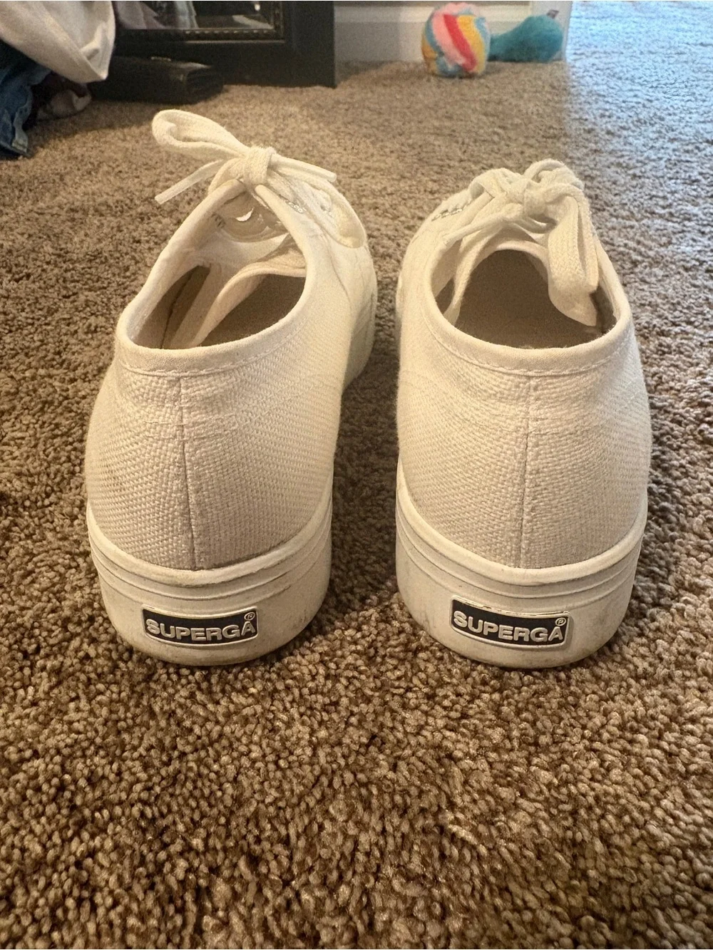 Superga Cream Platform Canvas Sneakers